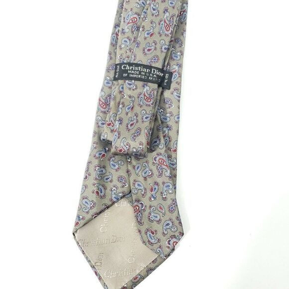Christian Dior Tie Silk Brown Paisley Vintage Patterned Preppy Mens Dress - Picture 2 of 3